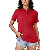 MAGCOMSEN Women's Polo Shirts Cotton 3-Button Short Sleeve Collared Tops Summer Cool Shirt Uniform Casual Shirts