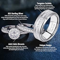 Newshe Jewellery Wedding Rings Set for Him and Her
