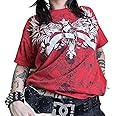 Grunge Graphic Tees for Women Y2k Vintage Gothic T Shirt Teen Girls Aesthetic Emo Baggy Tops 2000s Alternative Clothes