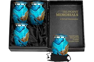 Trupoint Memorials Small Urns for Human Ashes Keepsake, Camouflage and Hunters Decorative Mini Cremation Urn for Adult Men & Women, Set of 4, Blue