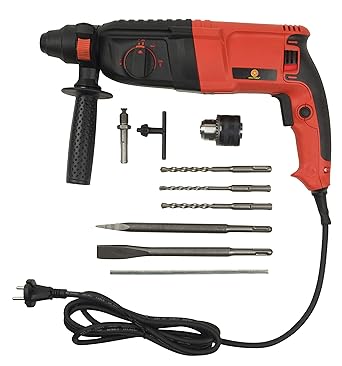 KHADIJA ARKAPOWER 900WATTS 26mm Reversible Rotary Hammer Drill SDS Plus with 3 Modes 3 Hammers Bits 2 Chisels (RED)