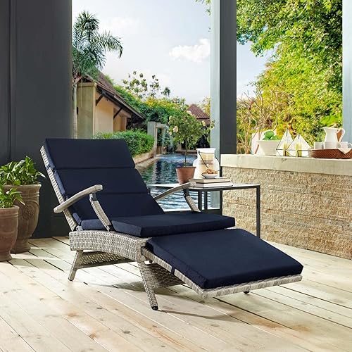 Modway Envisage Outdoor Patio Wicker Rattan Chaise Lounge in Light Gray  Navy in Bahrain | Whizz Lounge Chairs