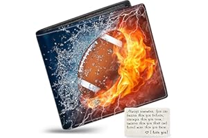 MINDOW Boys Wallet for Kids, Teen Boy Football Wallets 9-12 8-10 8-12, Cool Novelty Leather Bifold Rfid Blocking Purse Coin Pocket Zipper Id Window for Children Men Male Youth Guys Birthday Christmas Gifts