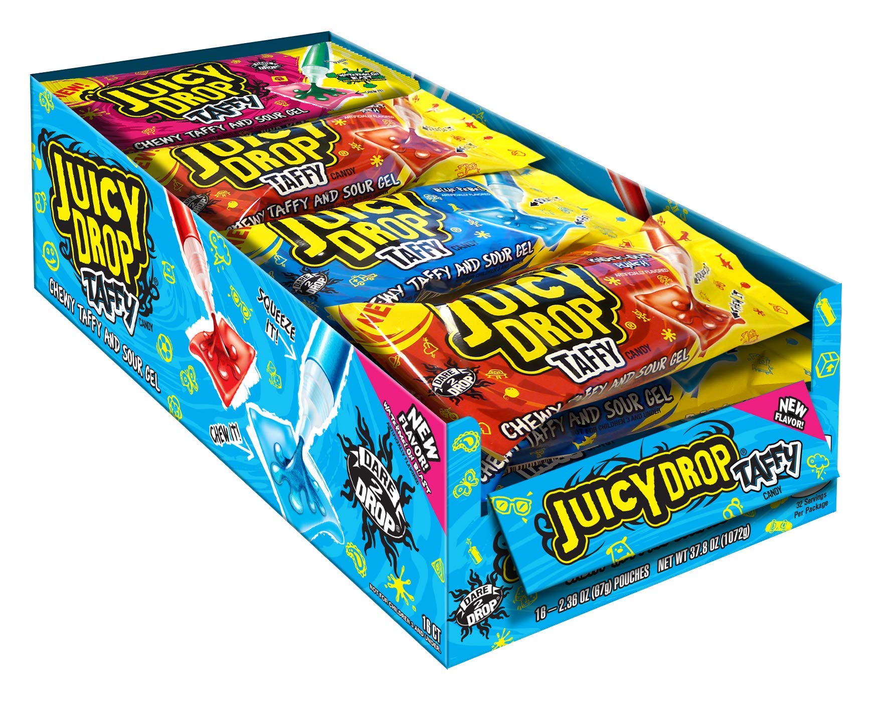 Juicy Drop Taffy Variety Pack, Assorted Flavors Sweet Chewy Candy with