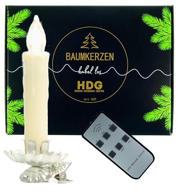 Baumkerzen kabellos mit Fernbedienung |8er Set LED Kerzen weiß mit Metall Clip Kerzenhalter Silber | Weihnachtsbaumbeleuchtun