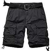 KOCTHOMY Mens Cargo Shorts Cotton Relaxed Fit Zipper Pocket Camo Casual Work Shorts with 9 Pockets No Belt