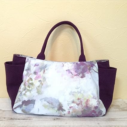 Amazon Co Jp Jam S Ukulele Swk 178 トートバッグ リネンバッグ 布バッグ お出かけバッグ パープル 花柄 ハンドメイド 手作り シューズ バッグ