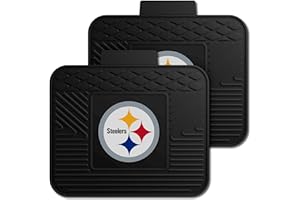 FANMATS NFL - Pittsburgh Steelers 2 Rear Seat Utility Mats | Black | 14"x17" | Circular Steelers Primary Logo