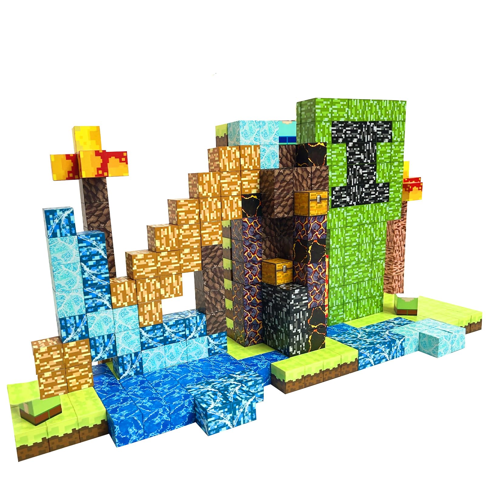 FUXHBFB Magnetic Blocks Build Mine 160PCS - Magnet World Edition Kids Toys for 3+ Year Old Boys and Girls Building Blocks (160pcs)