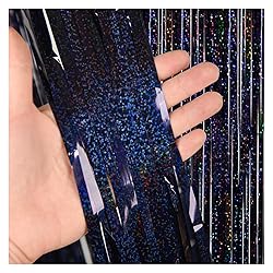 PABUES 5 Pack 3.3ft x 6.6ft Laser Black Tinsel