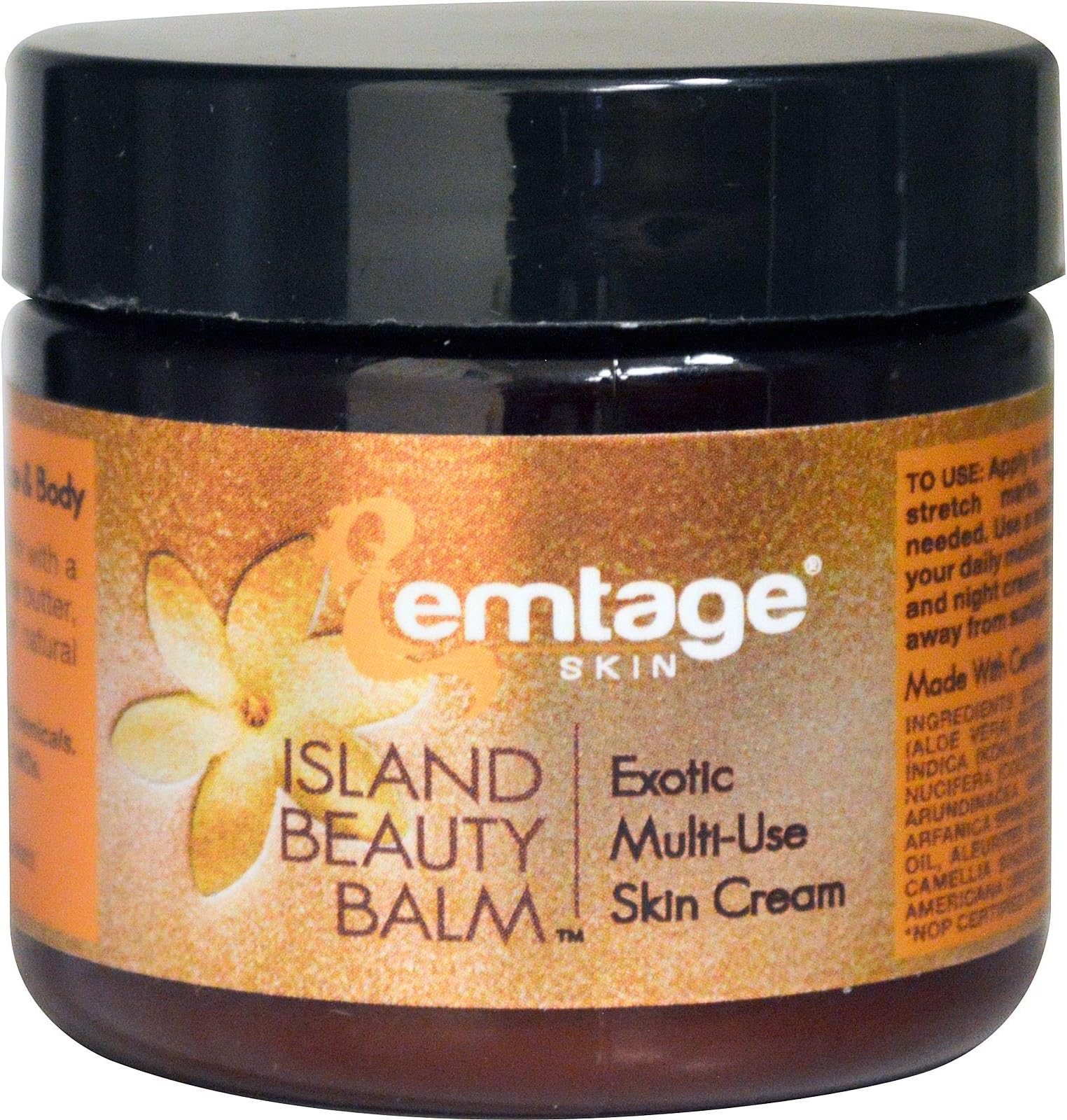 Island Beauty Balm, Exotic Multi-Use Skin Cream. 2.0 fl oz - Nourish, moisturize, protect face, body butter. Organic shea butter, cupuacu, Monoi. Dry skin, burns, stretch marks, even hair.