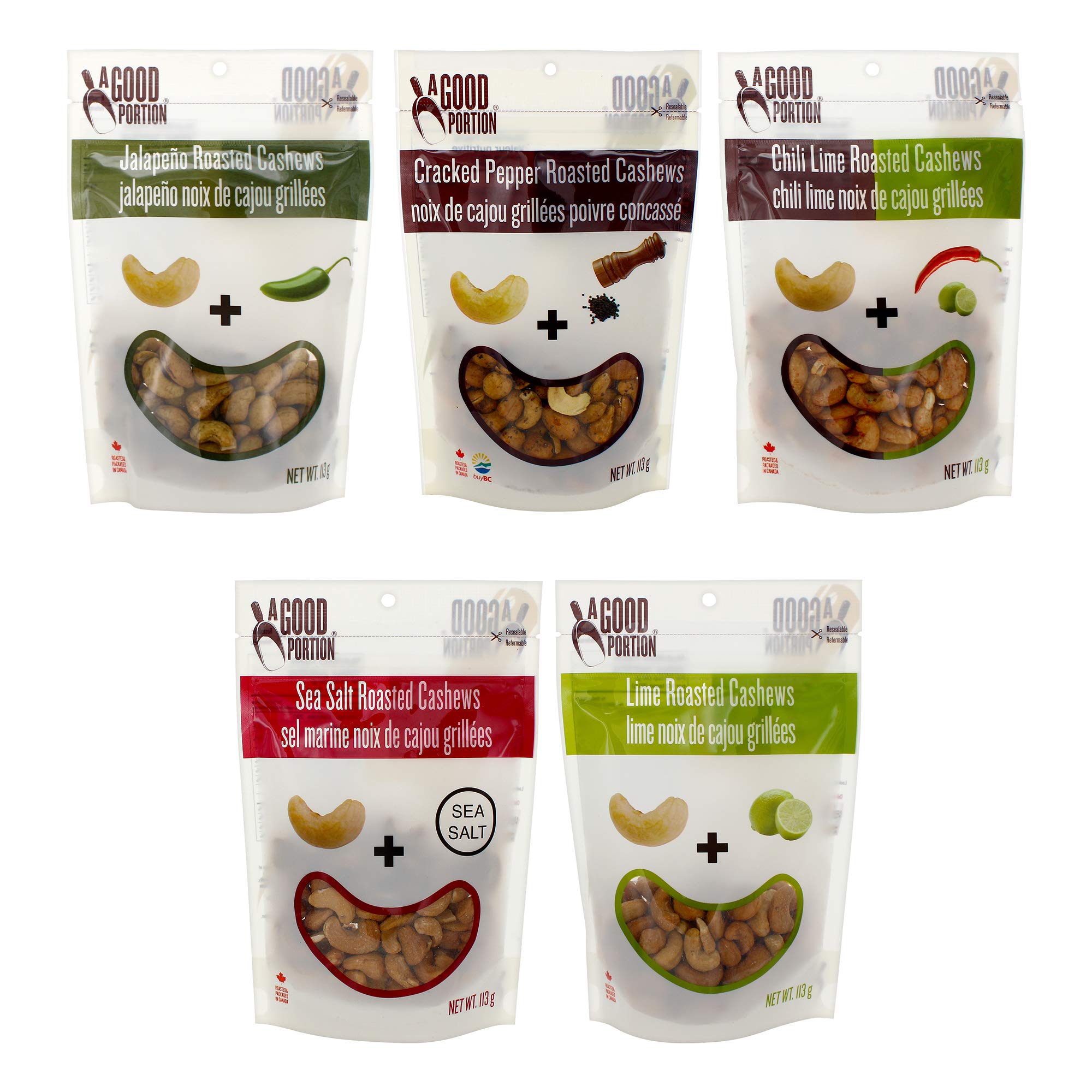 A Good Portion Naturally Roasted Cashews Oil Free Artisan Roasted Nuts Available In Sea Salt Lime Chili Lime Pepper And Jalapeno Flavors 113 G Buy Online In Guam At Guam Desertcart Com Productid