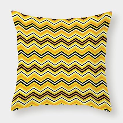 Microfiber Throw Pillow Cushion Cover Yellow Chevron Horizontal