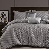 Madison Park Cal King Comforter Set Jacquard Texture Comforters Cal King Size Bed, All Season Down Alternative Bedding Cal King Size Comforter, Decor Pillows, Shams, Riva, Cal King Grey 5 Piece