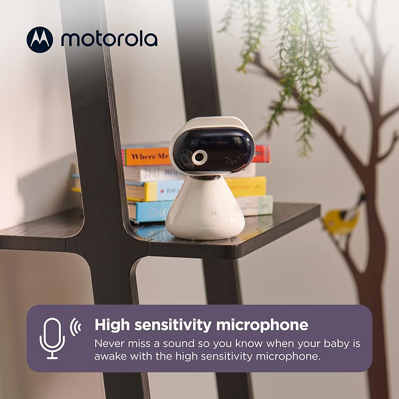PIP1000 Babyphone mit Kamera - Überwachungskamera mit App - Baby Monitor - Nachtsicht, Digitalzoom, Schlaflieder und Zwei-Wege-Kommunikation - Wandmontage - Weiß