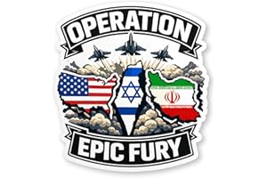 Operation Epic Fury Political Sticker US Israel Iran Support Military Protest Iran Iranian Patriotic Waterproof Die-Cut Vinyl
