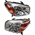 EnSyuSuMa For 2004 2005Toyota Rav4 Headlight Assembly Left Driver and Right Passenger Side Headlights Replacement Pair Black Housing Clear Lens Halogen Headlamp OEM 8110642280 TO2518103