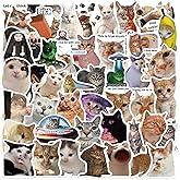Cat Meme Stickers, Funny Cat Stickers for Journaling Adults Kawaii,Cute Waterproof Vinyl Sticker for Water Bottles Laptops 50Pcs