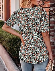 KISSMODA Women's Tunic Tops Casual V Neck Short