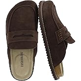 CUSHIONAIRE Wally Loafer-Style Suede Clogs for Men, Slip-On Backless Indoor Outdoor Mens Shoes with Cushioned Footbed