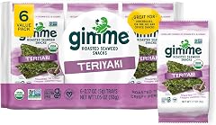 Gimme 6 CT Teriyaki Organic Roasted Seaweed Snacks, 5g, 0.17oz
