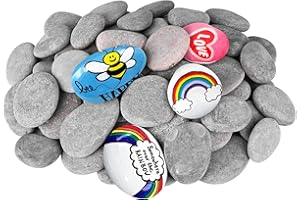 DOJOBKINB River Rocks for Painting 75 Pcs Large 2-3 Inch Flat Smooth Painting Stones Craft Rock to Paint for Kids Crafts Painting Bulk