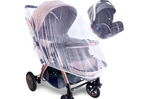 SYSMIE Mosquito Net for Stroller (2 Pack) - Durable Baby Stroller Mosquito Net - Perfect Bug Net for Strollers, Bassinets, Cradles, Playards, Pack N Plays and Portable Mini Crib (White) …