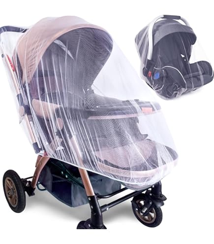 Double Pushchair Best Rain Cover South To East Mosquito Net For Stroller, Baby Bug Netting With Storage Bag Breathable Portable Mosquito Nets For Strollers Car Seat Bassinet Cradle Playard Travel Mini Crib