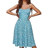 YATHON Summer Casual Dress for Women 2025 Vacation Beach Dresses Adjustable Spaghetti Strap Sundress with Pockets