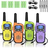 Walkie Talkies for Adults- WokTok Long Range Two Way Radio for Camping Hiking Hand Held Hiking Accessories Camping Gear Xmas Birthday Gift for Kids,SOS Siren,NOAA Weather Alert,4 Radios
