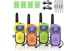 Walkie Talkies for Adults- WokTok Long Range Two Way Radio for Camping Hiking Hand Held Hiking Accessories Camping Gear Xmas Birthday Gift for Kids,SOS Siren,NOAA Weather Alert,4 Radios