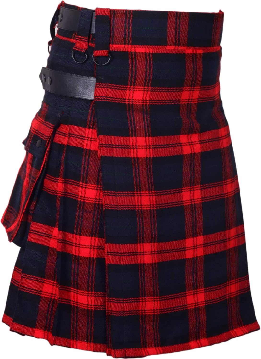 Men's Kilt in MacLachlan Tartan Leather Straps 16OZ Acrylic Wool