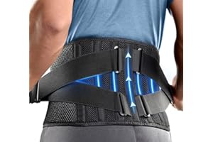FREETOO Air Mesh Back Brace for Men Women Lower Back Pain Relief with 7 Stays, Anti-skid, Adjustable Lumbar Support Belt for Work for Sciatica Scoliosis (M(waist:36''-44''), Black)