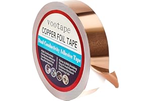 vootape Copper Foil Tape [1 inch x 66ft] with Double-Sided Conductive Adhesive for Guitar, EMI Shielding, Electrical Repairs, DIY Crafts, Stained Glass, Paper Circuits, Soldering, Grounding