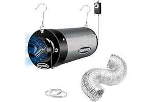 MELONFARM Air Filtration Kit 6", Built-in 14cm Fan Low Nois Carbon Filter with 12-Speed Controller, 8' Ducting, Cooling & Ventilation System for Grow Tents, Indoor Gardening, Hydroponics 6“x13.4