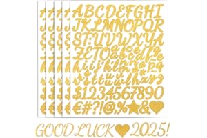 BLUCKINCLE Gold Letter Stickers,Alphabet Stickers Number Sticker Letters Small 1 Inch 5 Sheet Gold Letters Scrapbook Vinyl Glitter Letter Sticker for Scrapbooking Water Bottles Mailbox Crafts Self Adhesive