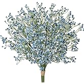 10 Pcs Baby's Breath Artificial Flowers Bulk 3 Branches Faux Baby Breath Plastic Flowers Fake Gypsophila Flower Arrangement for Crafts Fake Flowers Bouquet for Wedding Home Decor Blue Baby Breath
