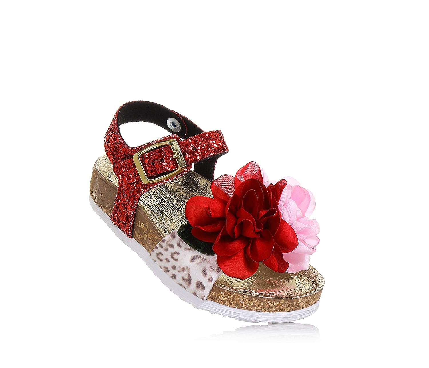 Sandali Sandalo Rosso e Leopardato e Glitter MONNALISA Bambina  urban-earth.co.uk