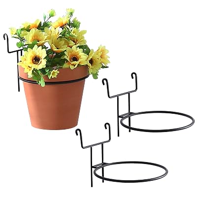7-Inch Black Metal Wire Hanging Planter Holders for Wire Trellis Wall, Set of 3