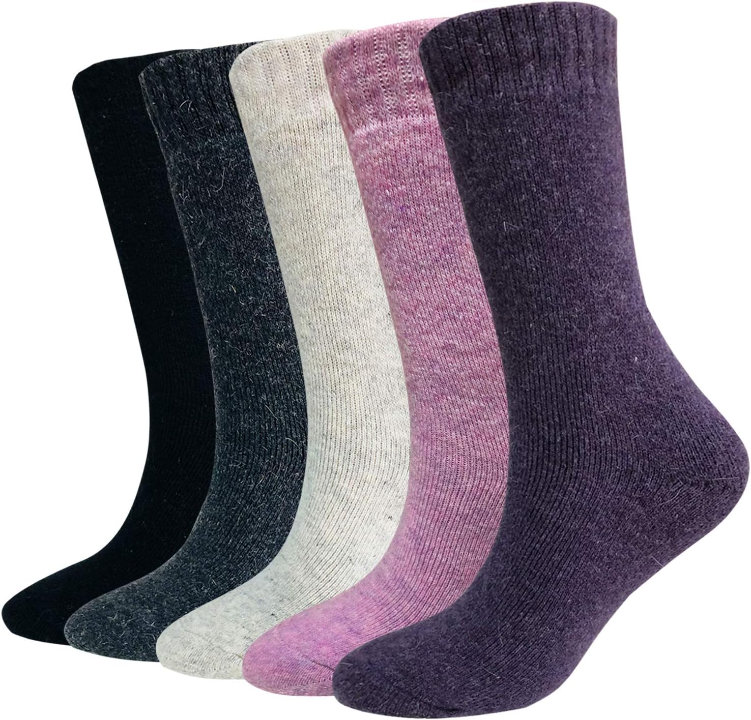 Wool Socks For Women Men 5 Pack-Winter Soft Thick Warm Hiker Boot Crew Socks