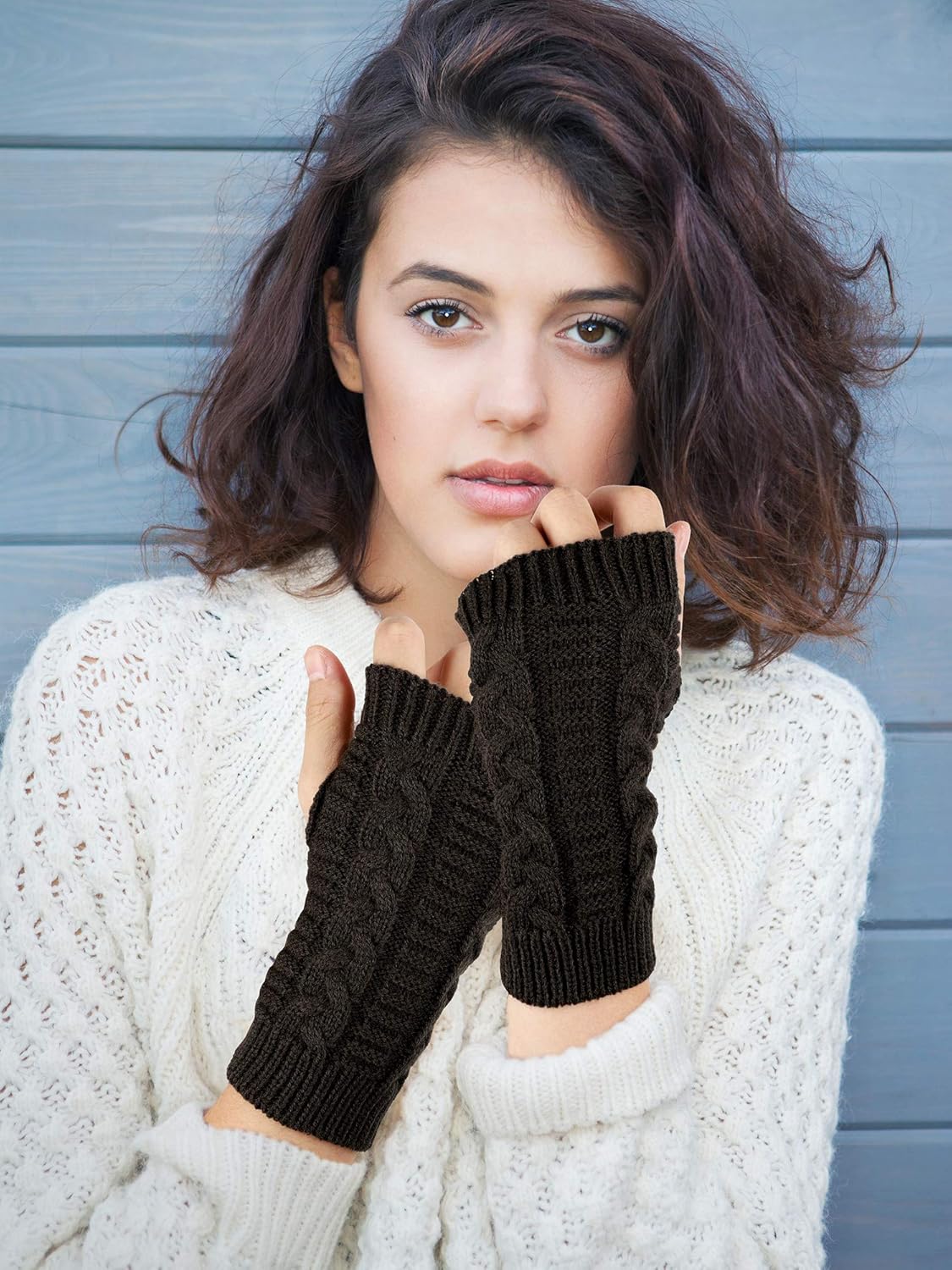 6 Pairs Unisex Fingerless Gloves Warm Knit Thumb Hole Gloves Mittens for Women and Men at  Women’s Clothing store