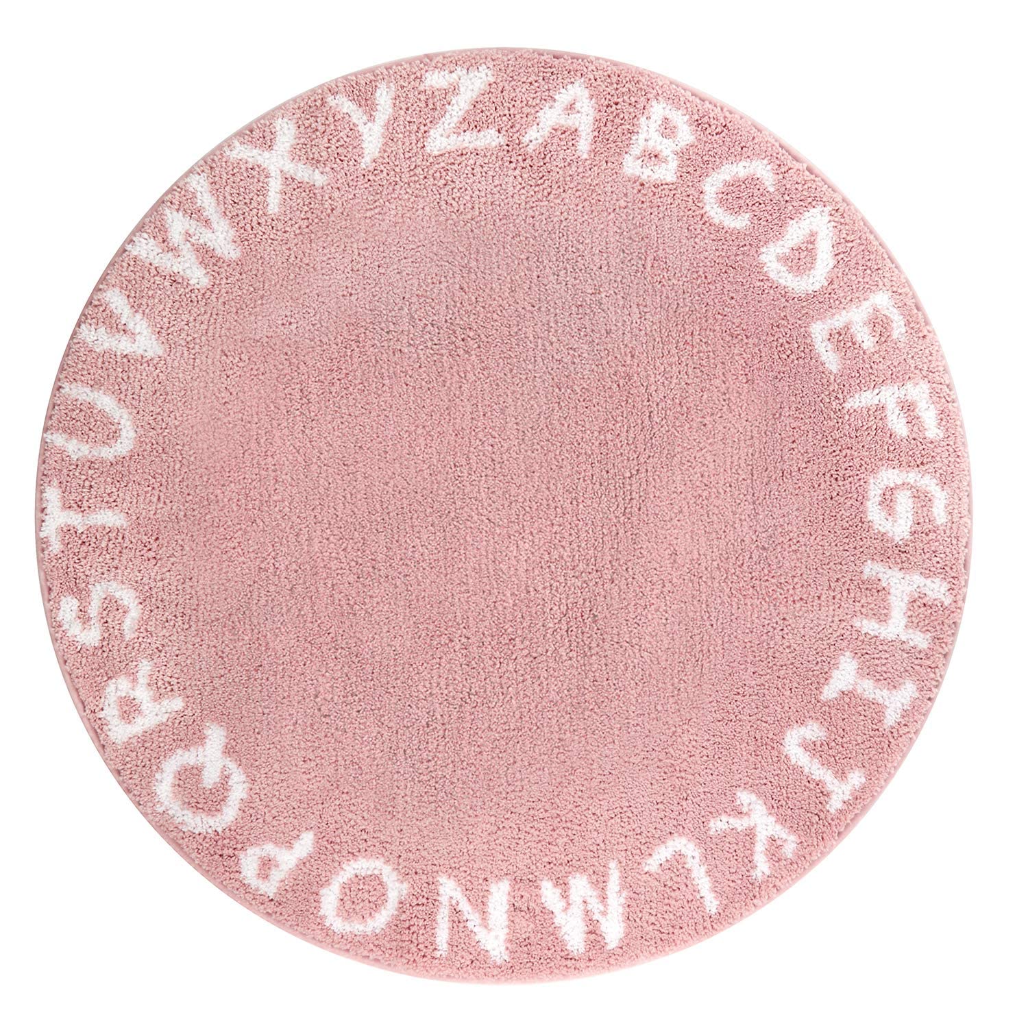 Lahome Pink Round Rug for Girls Bedroom - 3' Circle Nursery Rug for Kids Room Washable Non-Slip ABC Alphabet Baby Kids Rug Carpet for Bedroom Girls Playroom Nursery Rug Decor (3' Diameter, Pink)