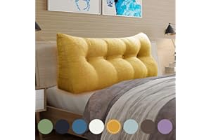 WOWMAX Triangular Headboard Pillow Bed Wedge Pillow for Headboard Full Size Wedge Pillow Headboard for Daybed Bunk Bed Large Bolster Pillow for Bed with Removable Cover, Gifts for Mom Yellow