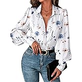 Zeagoo Women Button Down Shirts Lantern Long Sleeve Tops Business Casual Chiffon Blouses Trendy Work Clothes