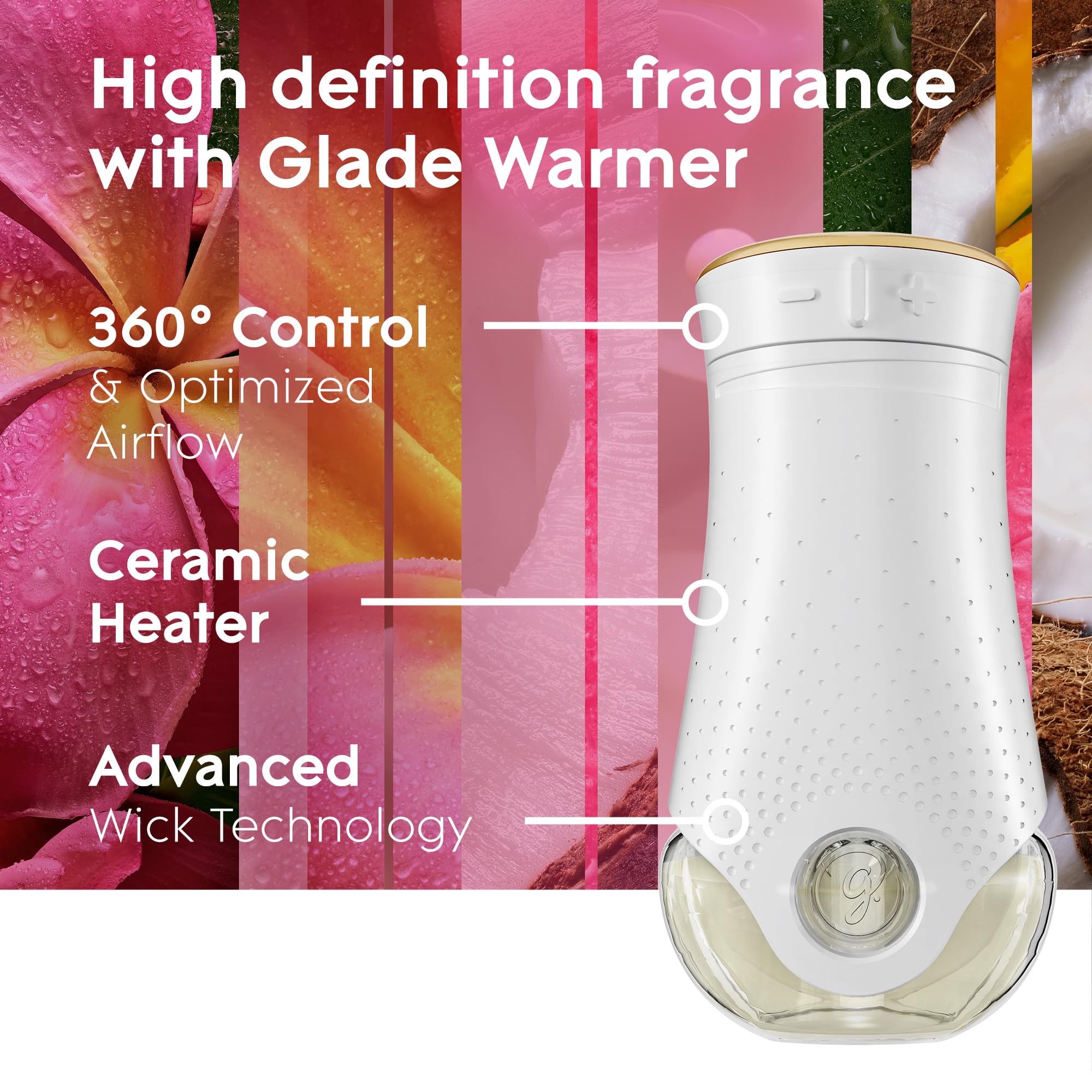 Glade PlugIns Refills Air Freshener Starter Kit, Scented and Essential Oils for Home and Bathroom, Tropical Blossoms, 3.35 Fl Oz, 1 Warmer + 5 Refills
