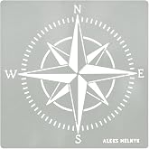 Aleks Melnyk No.72 Compass Rose Metal Stencil Small, Nautical Stencil for Painting on Wood, Stainless Steel Template Craft Wood Burning, Pyrography, Painting and Engraving, Patterns