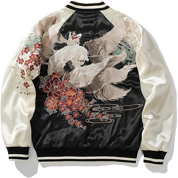 Amazon.com: HaiZi XiHuan Men's Nine-Tailed Fox Sukajan Jacket