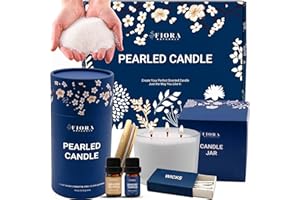 Fiora Naturals Pearled Candle - Long Lasting Sand Candle Wax Set, Refillable Non-Toxic Luxury Pearled Sand with Wicks for Can