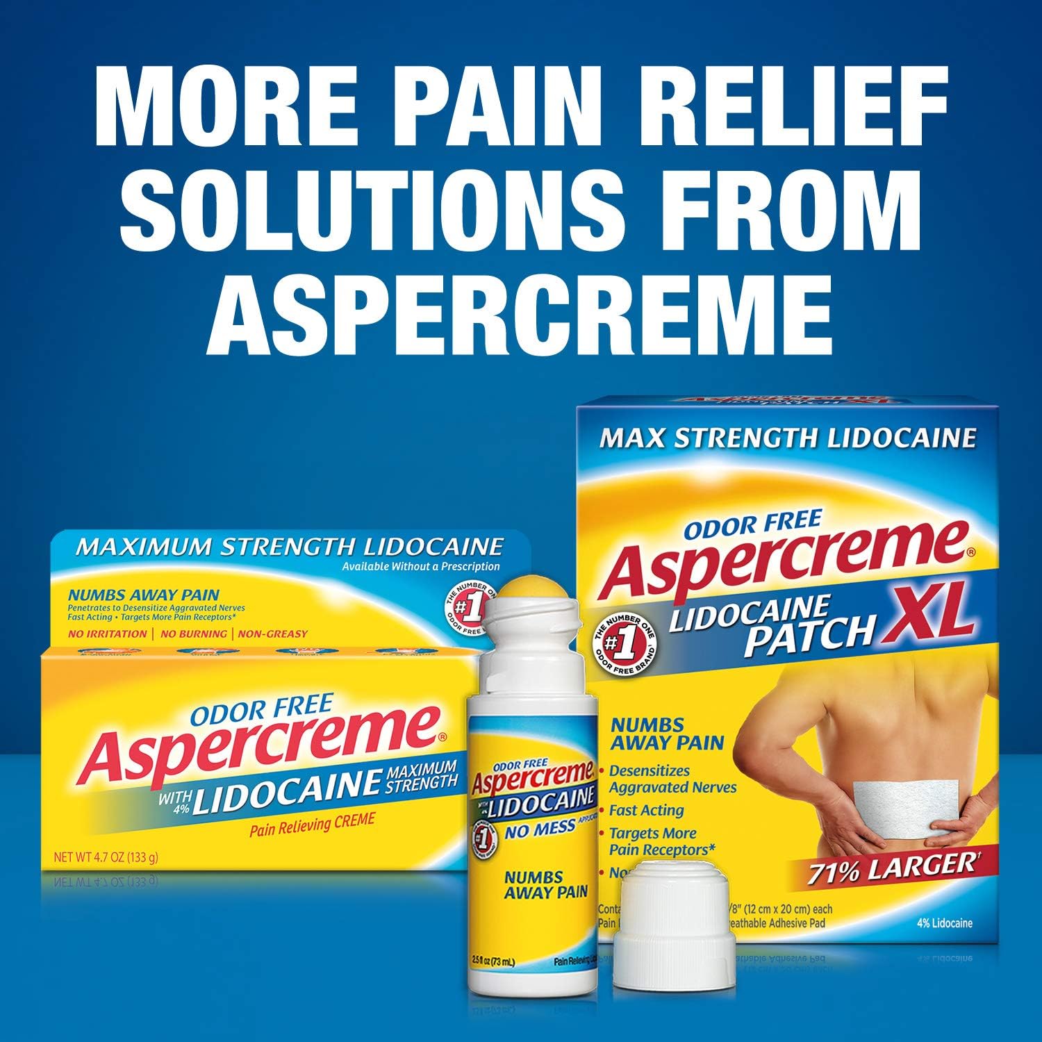 Aspercreme Odor Free Max Strength Lidocaine Pain Relief Patch for Back Pain, 5 Count, Aspercreme Max Strength Pain Relieving Lidocaine Patch , 3.94 X 5.5 -Inch (5 Count): Health & Personal Care