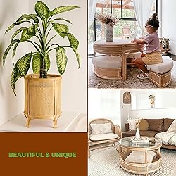MINHKUST 16" Width Natural Square Rattan Cane